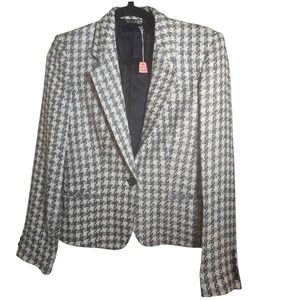 Raspini Vintage Houndstooth Tweed Blazer London Paris Tailored USA 7/8